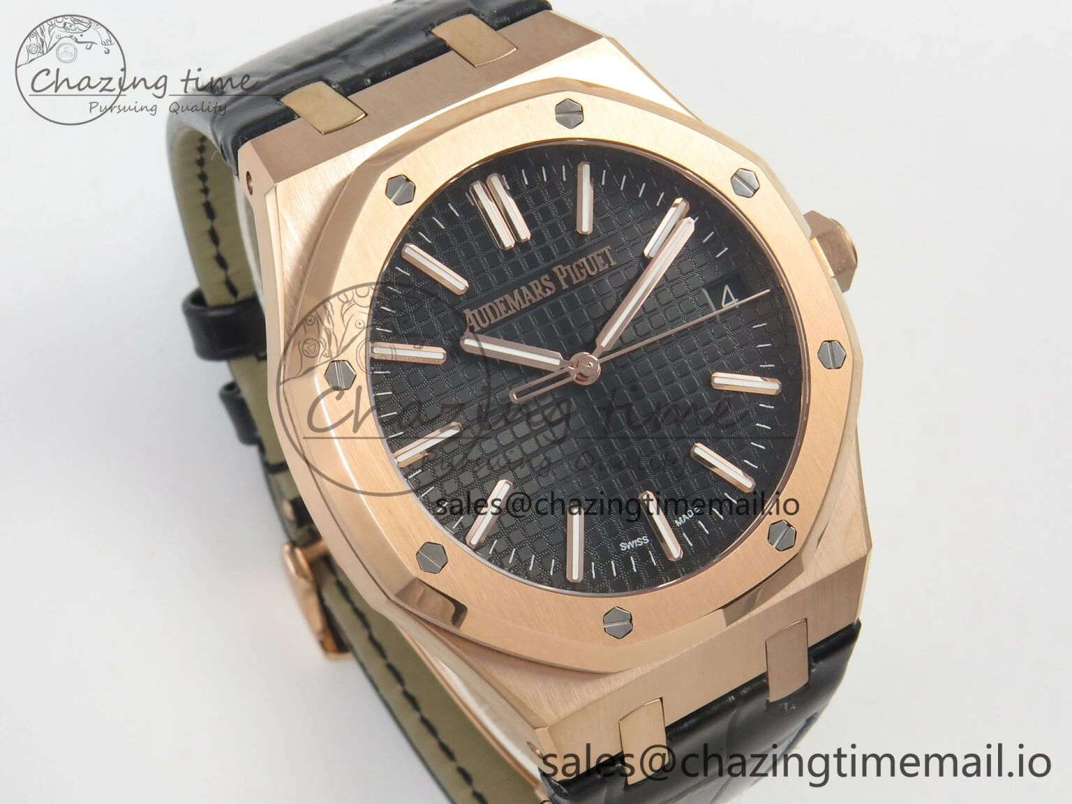 HighPerformance Royal Oak 41mm 15510 RG RSF 1:1 Best Edition Blue Dial on Black leather strap SA4302 Super Clone 4216