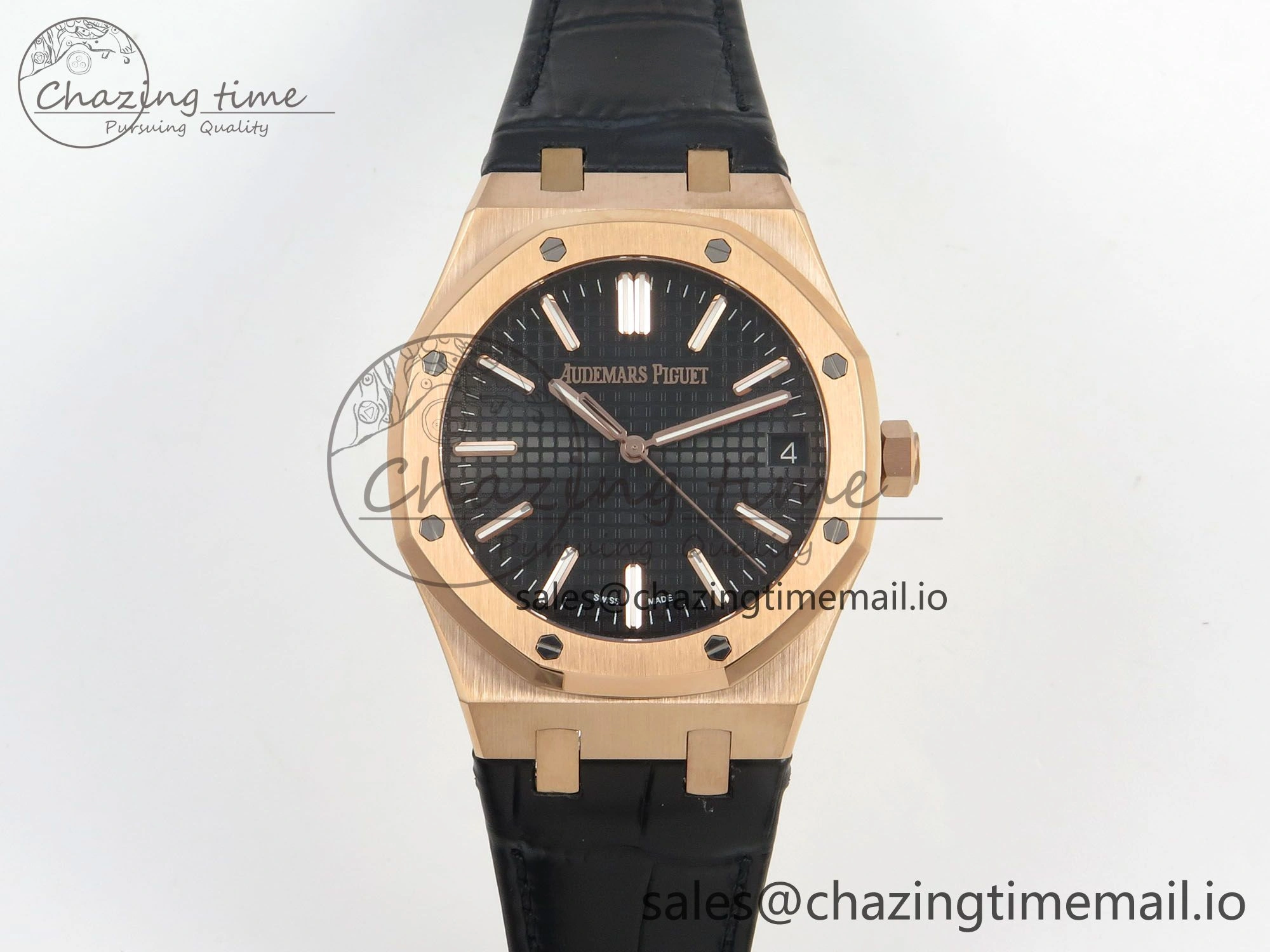 HighPerformance Royal Oak 41mm 15510 RG RSF 1:1 Best Edition Blue Dial on Black leather strap SA4302 Super Clone 4216