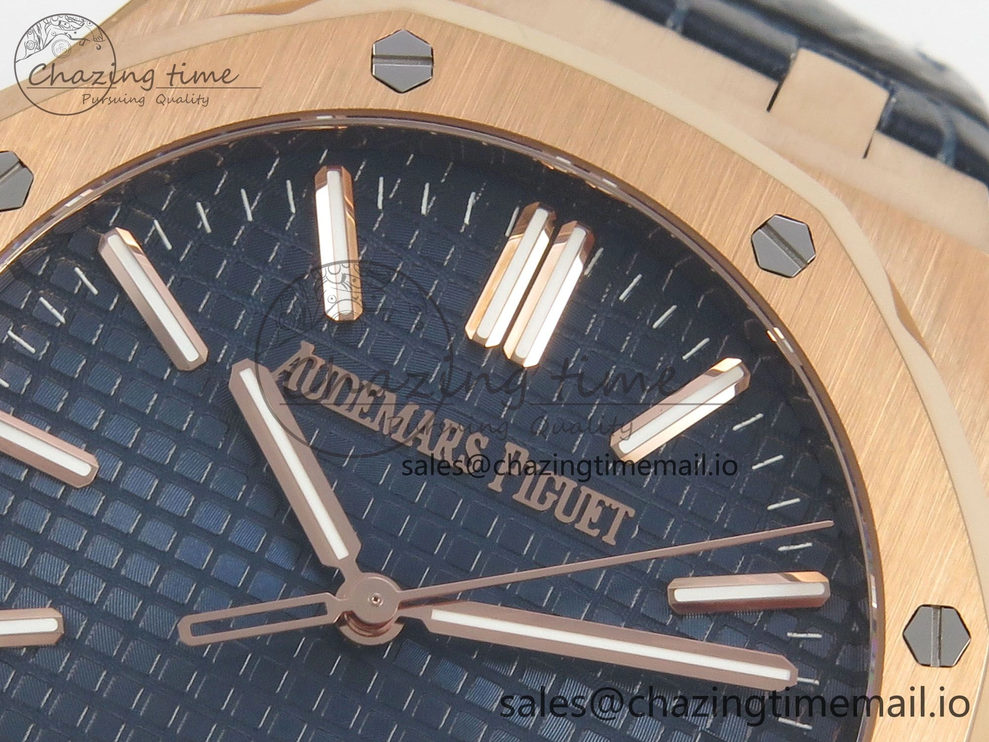 HighQuality Royal Oak 41mm 15510 RG RSF 1:1 Best Edition Blue Dial on Blue leather strap SA4302 Super Clone 4214