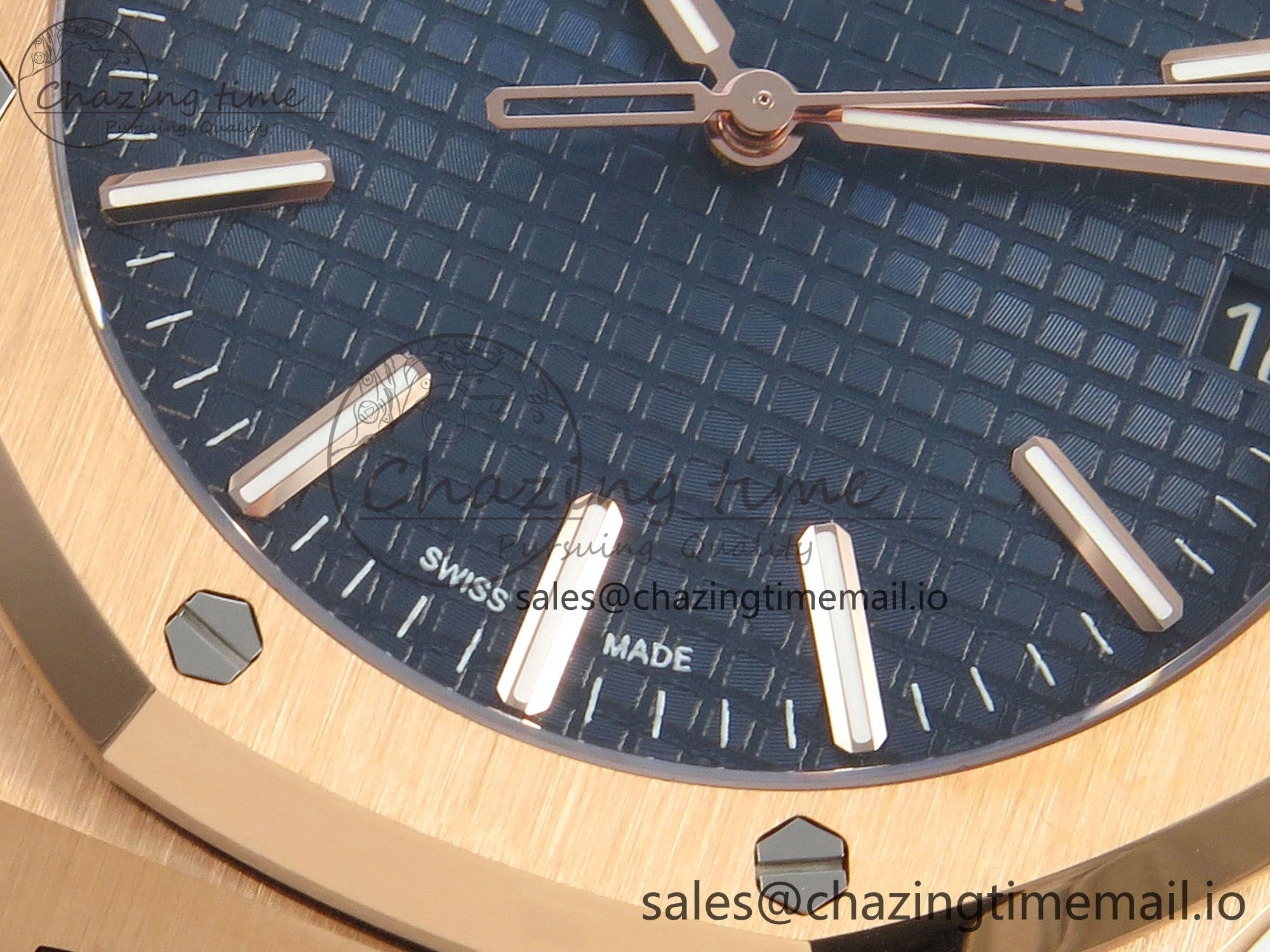 HighQuality Royal Oak 41mm 15510 RG RSF 1:1 Best Edition Blue Dial on Blue leather strap SA4302 Super Clone 4214