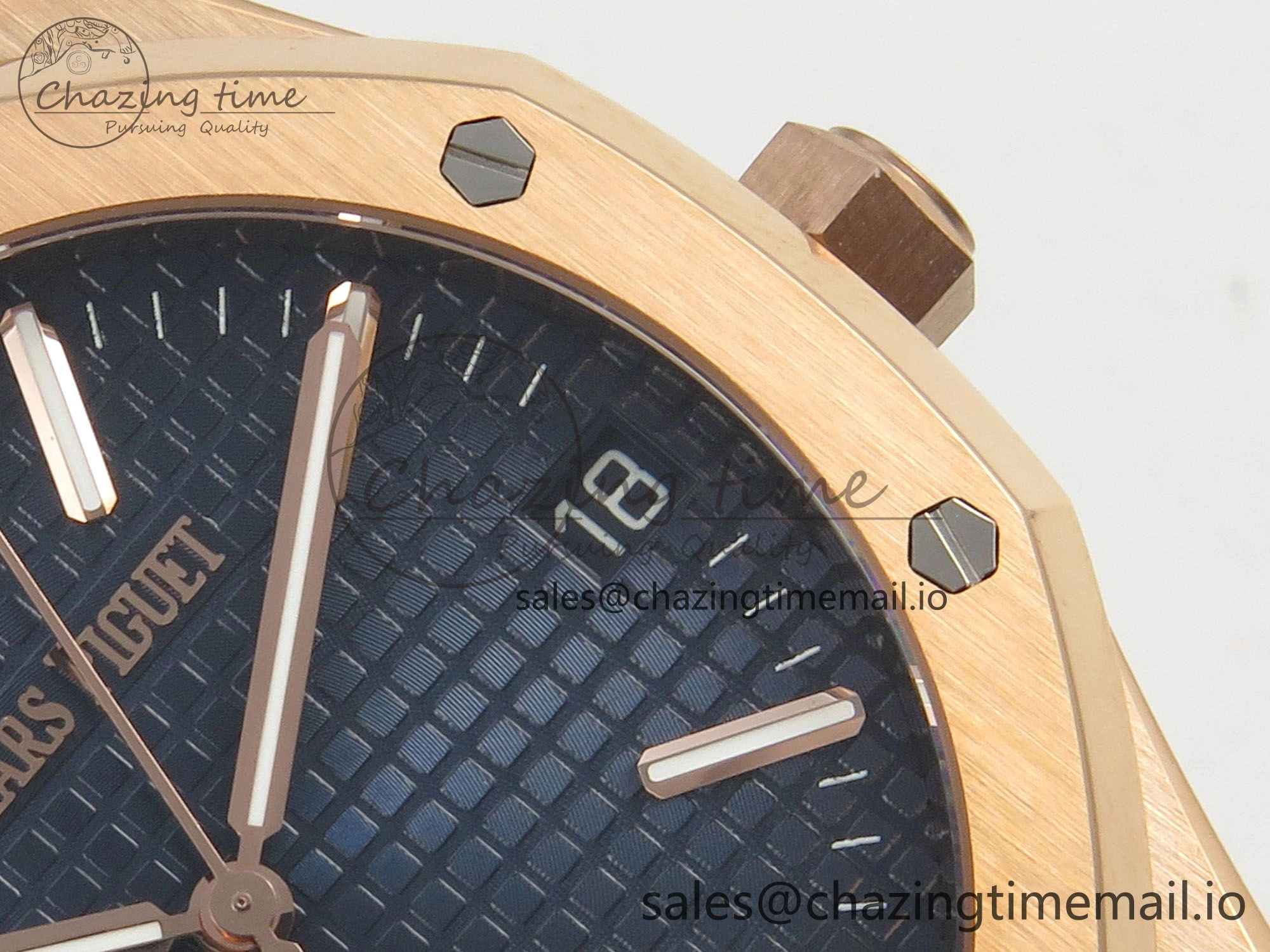 HighQuality Royal Oak 41mm 15510 RG RSF 1:1 Best Edition Blue Dial on Blue leather strap SA4302 Super Clone 4214
