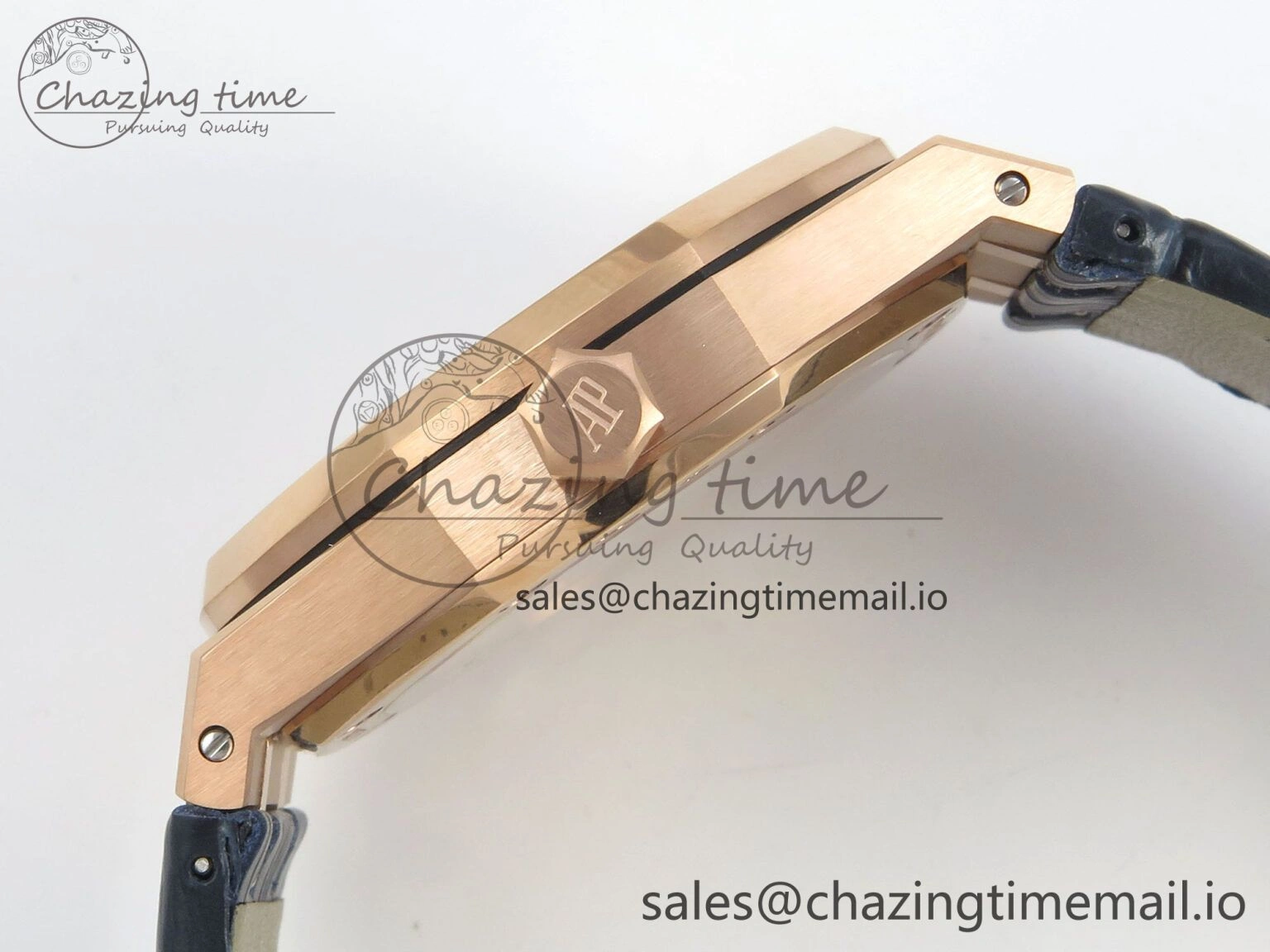 HighQuality Royal Oak 41mm 15510 RG RSF 1:1 Best Edition Blue Dial on Blue leather strap SA4302 Super Clone 4214