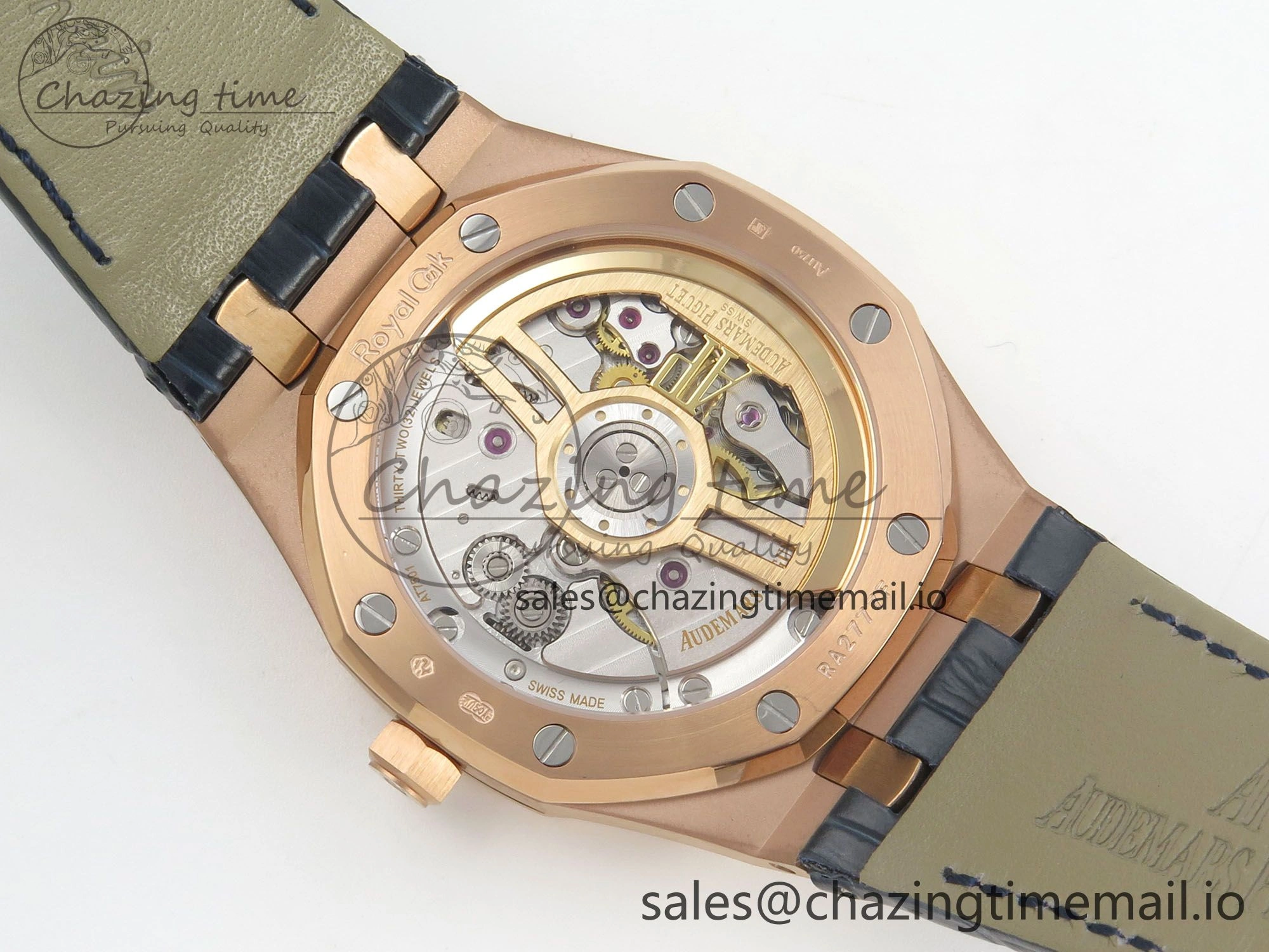 HighQuality Royal Oak 41mm 15510 RG RSF 1:1 Best Edition Blue Dial on Blue leather strap SA4302 Super Clone 4214