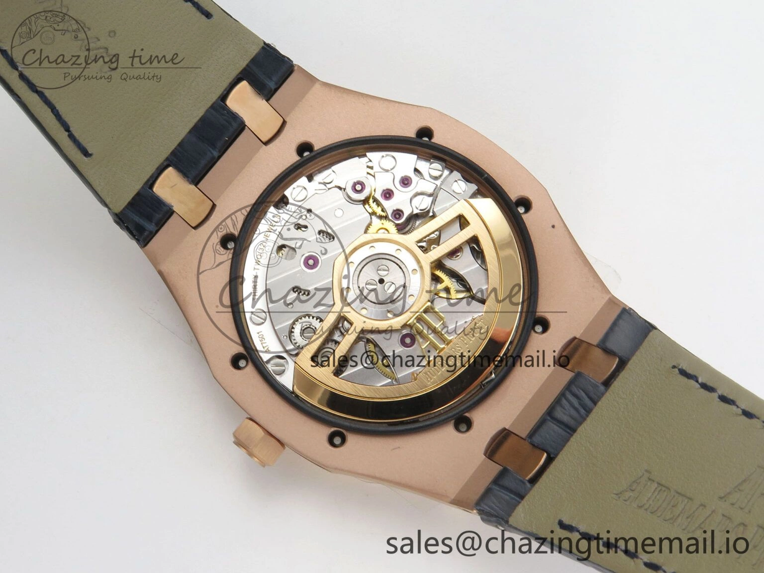 HighQuality Royal Oak 41mm 15510 RG RSF 1:1 Best Edition Blue Dial on Blue leather strap SA4302 Super Clone 4214