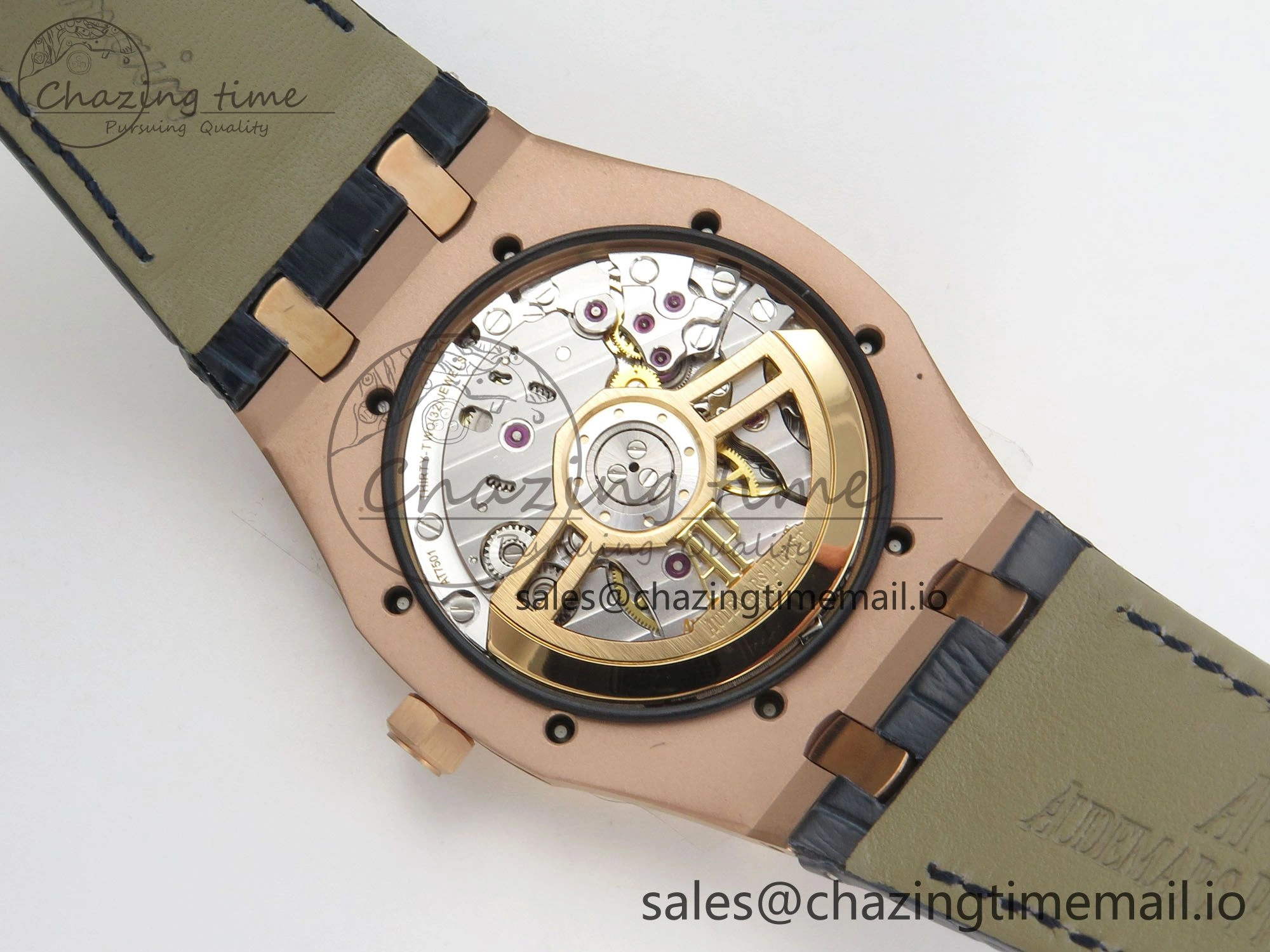 HighQuality Royal Oak 41mm 15510 RG RSF 1:1 Best Edition Blue Dial on Blue leather strap SA4302 Super Clone 4214