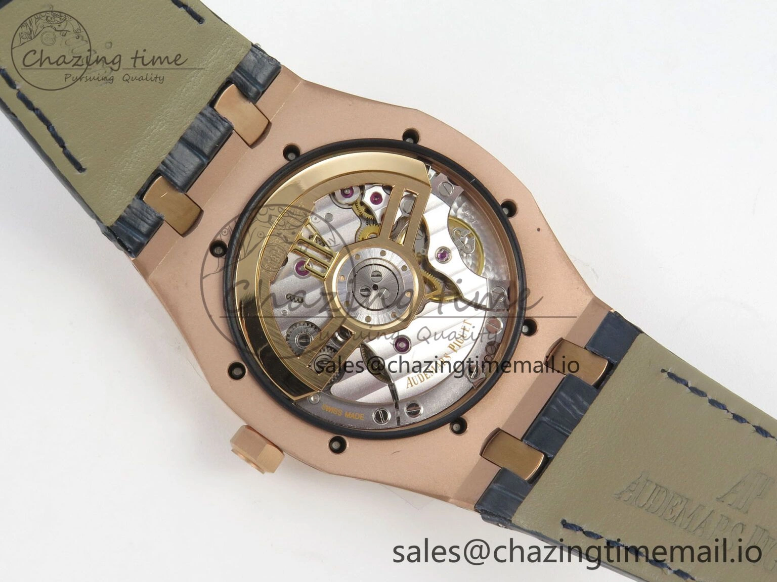 HighQuality Royal Oak 41mm 15510 RG RSF 1:1 Best Edition Blue Dial on Blue leather strap SA4302 Super Clone 4214