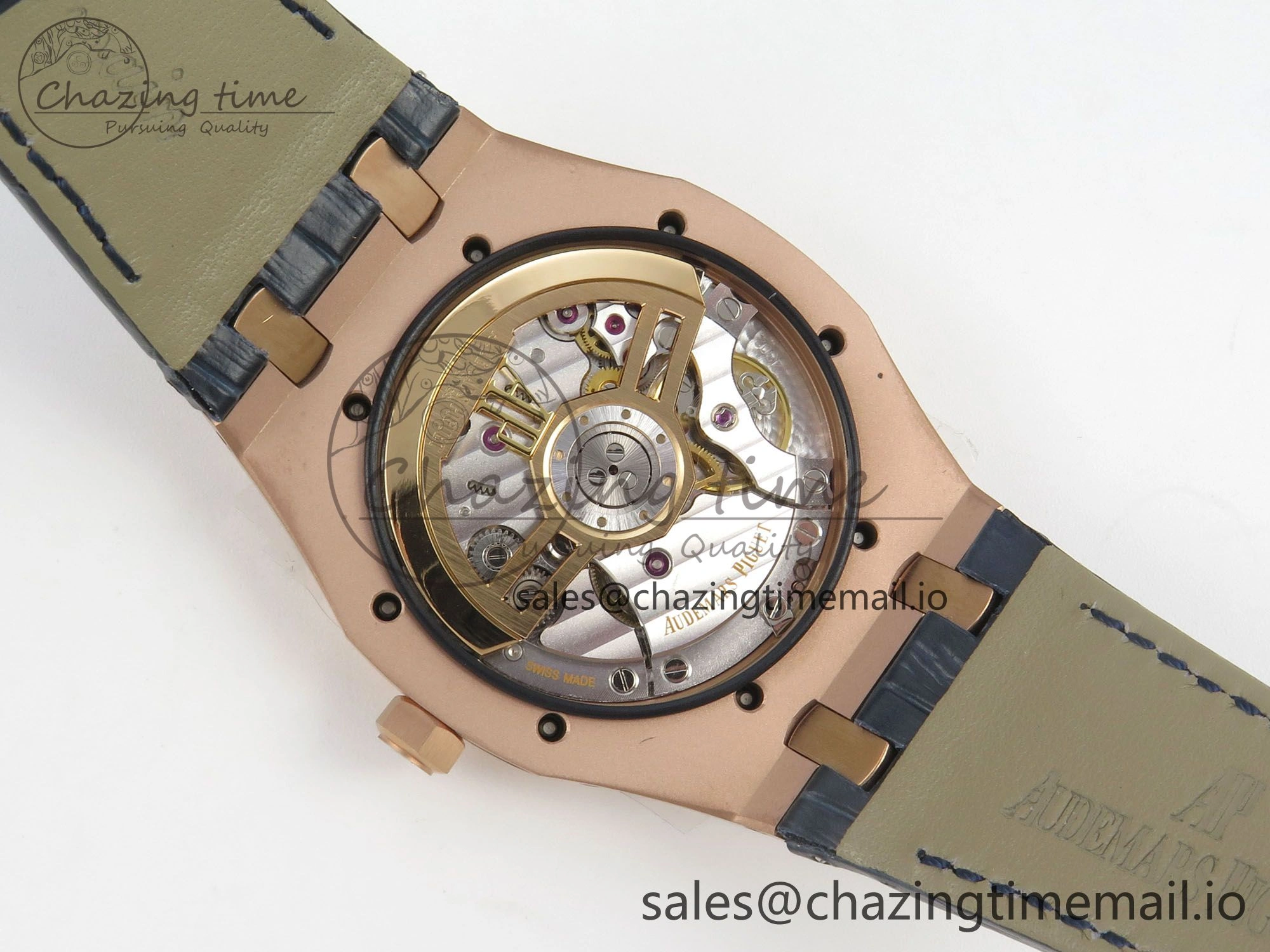 HighQuality Royal Oak 41mm 15510 RG RSF 1:1 Best Edition Blue Dial on Blue leather strap SA4302 Super Clone 4214