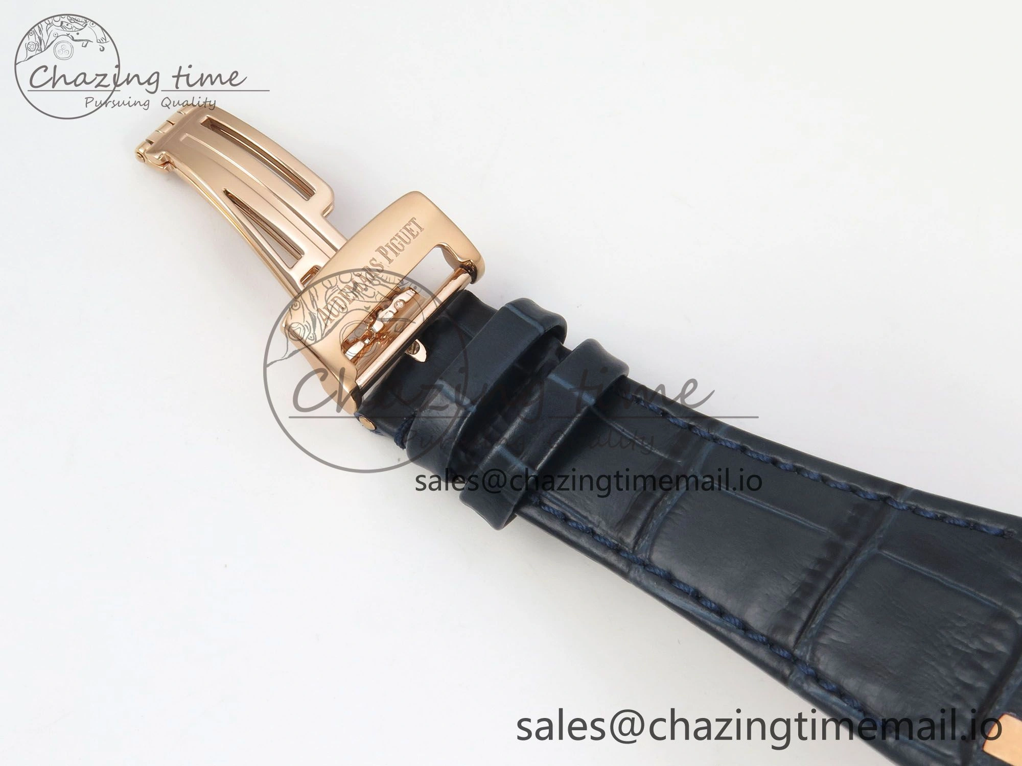 HighQuality Royal Oak 41mm 15510 RG RSF 1:1 Best Edition Blue Dial on Blue leather strap SA4302 Super Clone 4214