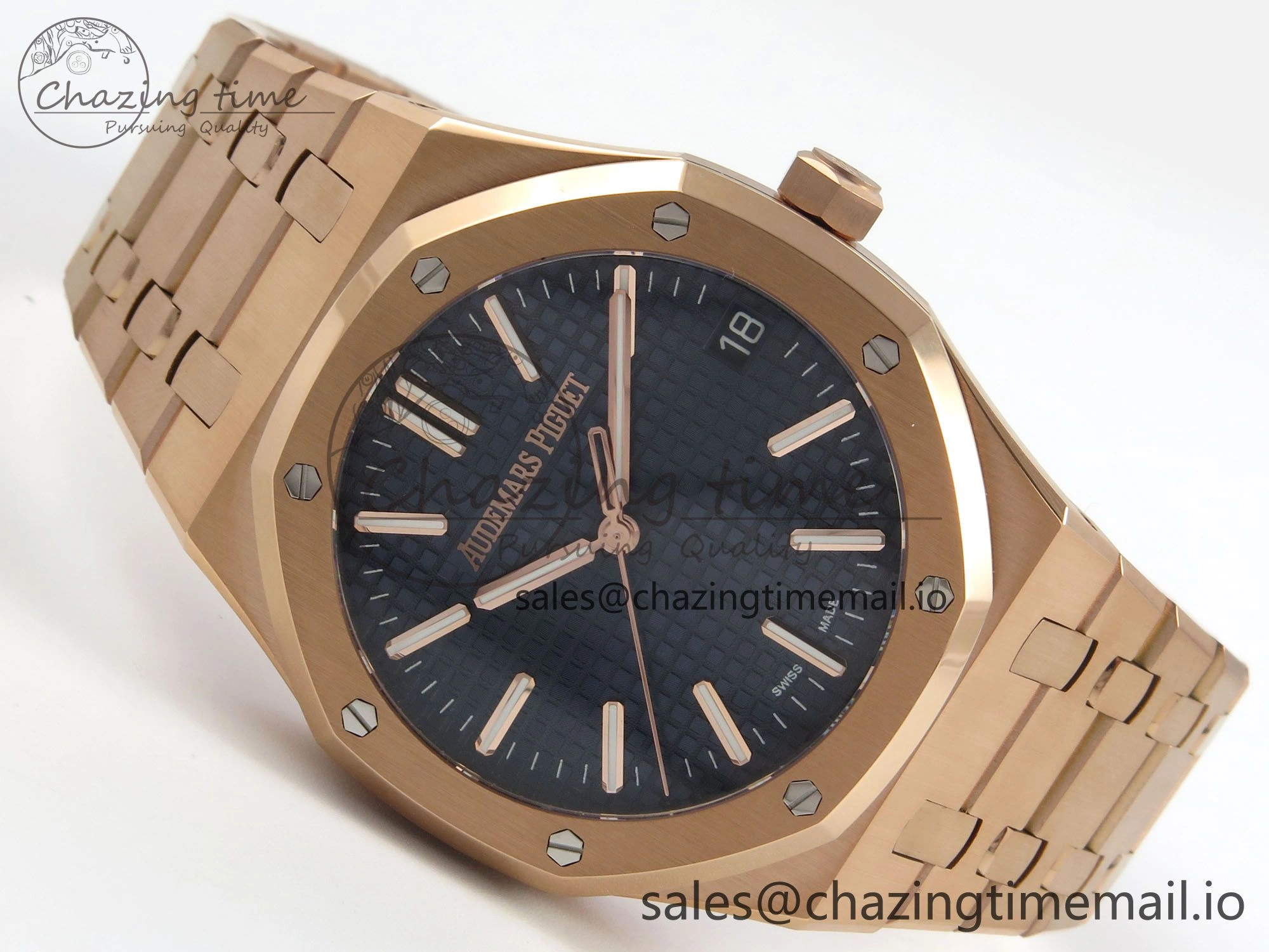 Royal Oak 41mm 15510 RG RSF 1:1 Best Edition Blue Dial on RG Bracelet SA4302 Super Clone Packable 4217