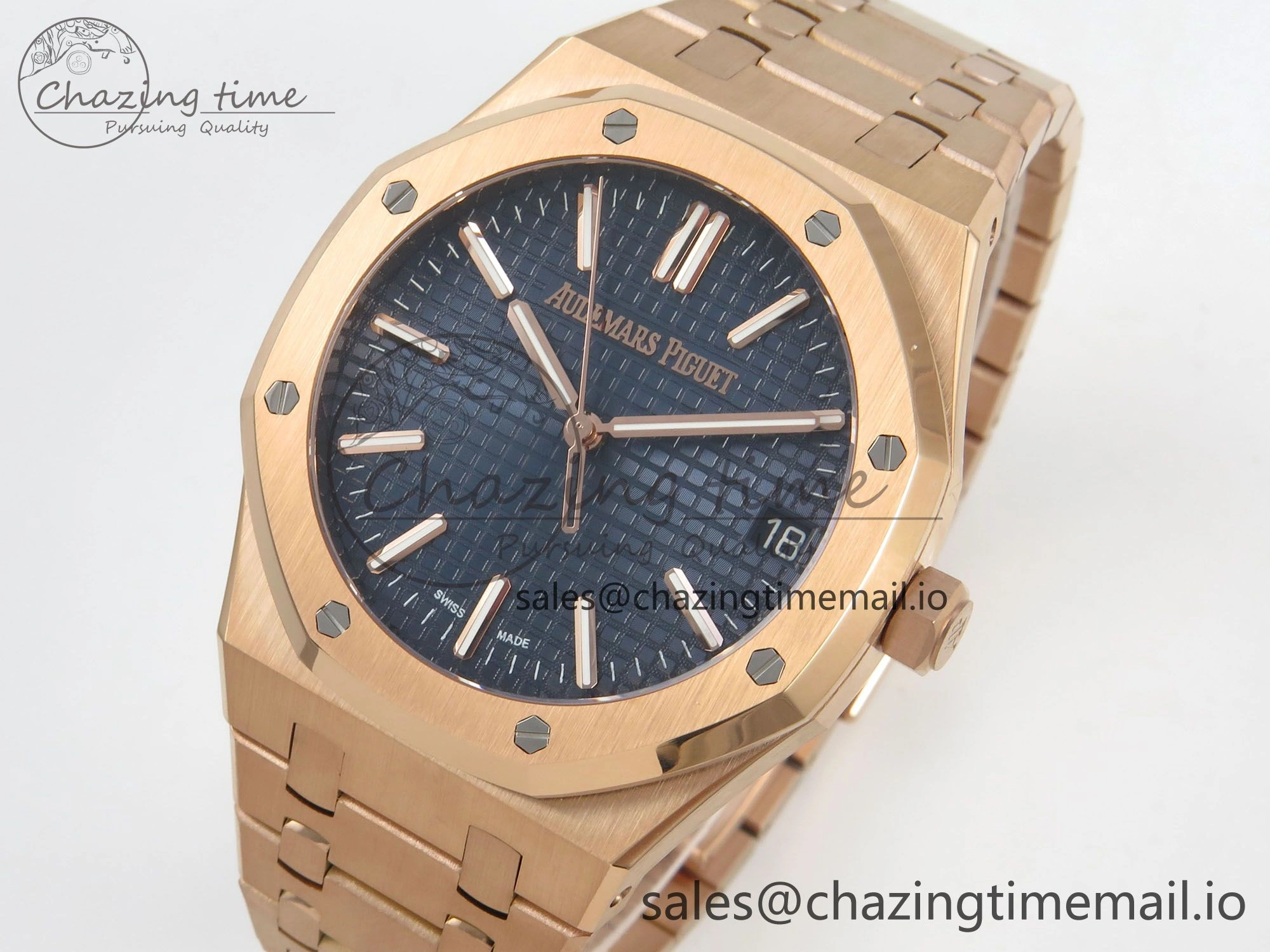 Royal Oak 41mm 15510 RG RSF 1:1 Best Edition Blue Dial on RG Bracelet SA4302 Super Clone Packable 4217