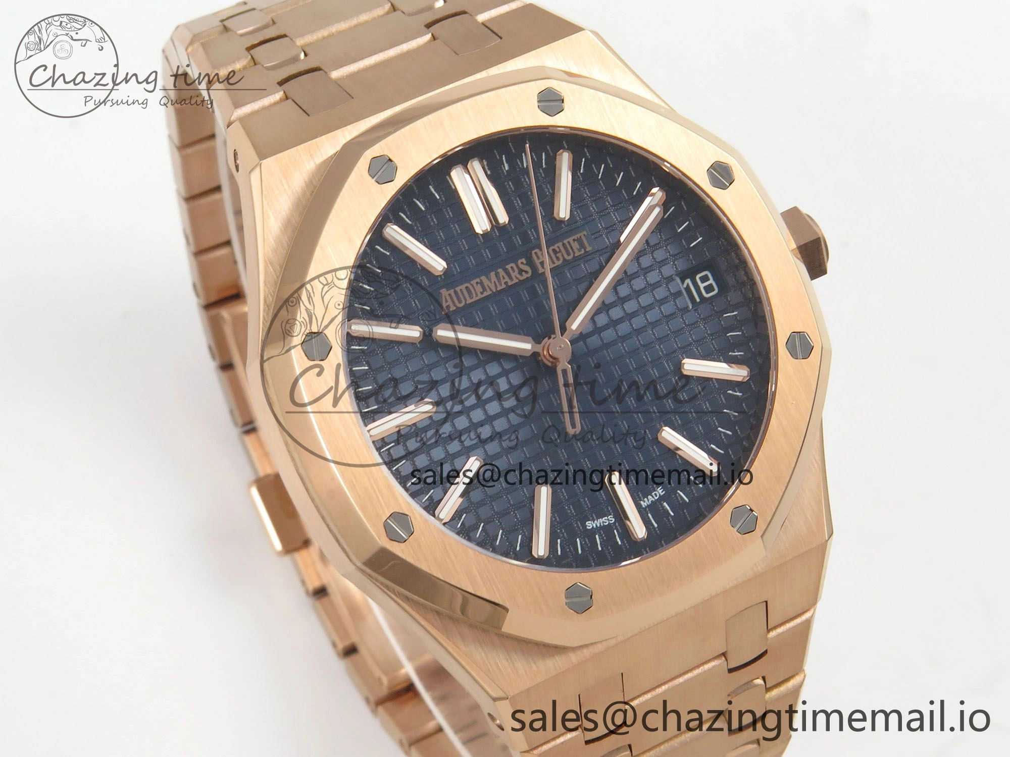 Royal Oak 41mm 15510 RG RSF 1:1 Best Edition Blue Dial on RG Bracelet SA4302 Super Clone Packable 4217