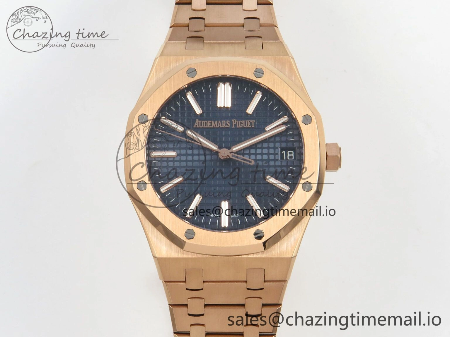 Royal Oak 41mm 15510 RG RSF 1:1 Best Edition Blue Dial on RG Bracelet SA4302 Super Clone Packable 4217