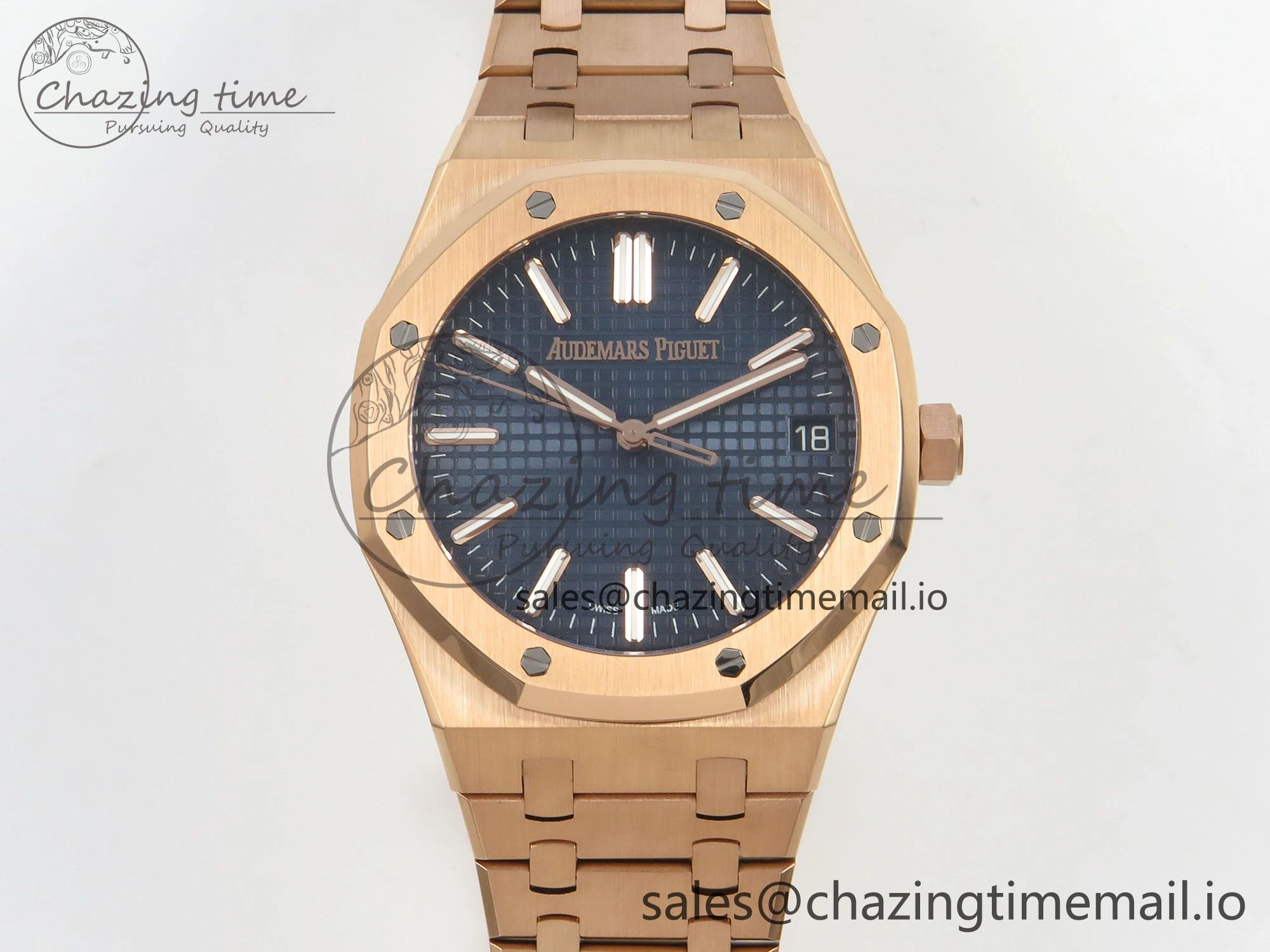 Royal Oak 41mm 15510 RG RSF 1:1 Best Edition Blue Dial on RG Bracelet SA4302 Super Clone Packable 4217