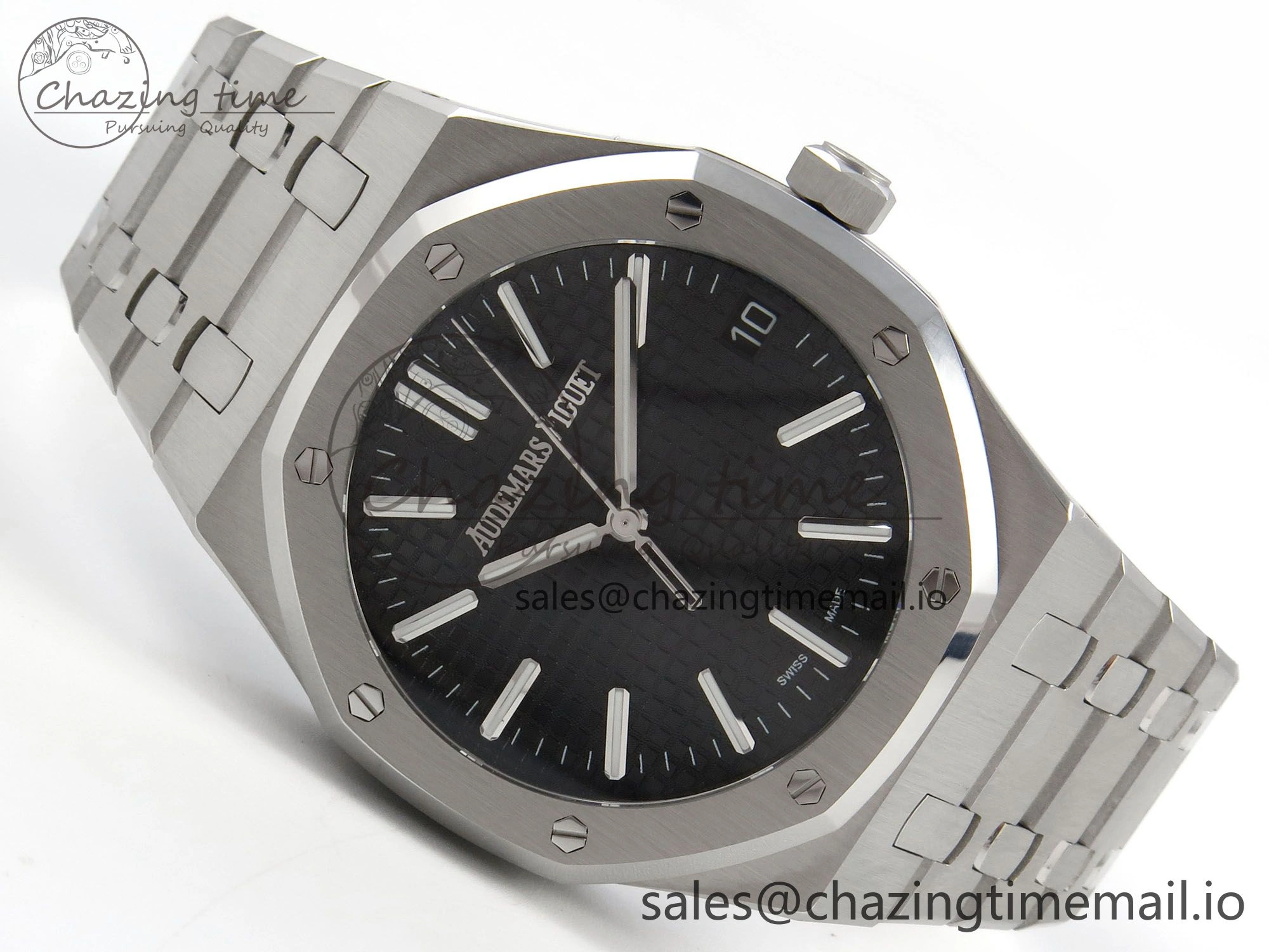 Affordable Royal Oak 41mm 15510 SS RSF 1:1 Best Edition Black Dial on SS Bracelet SA4302 Super Clone 4219