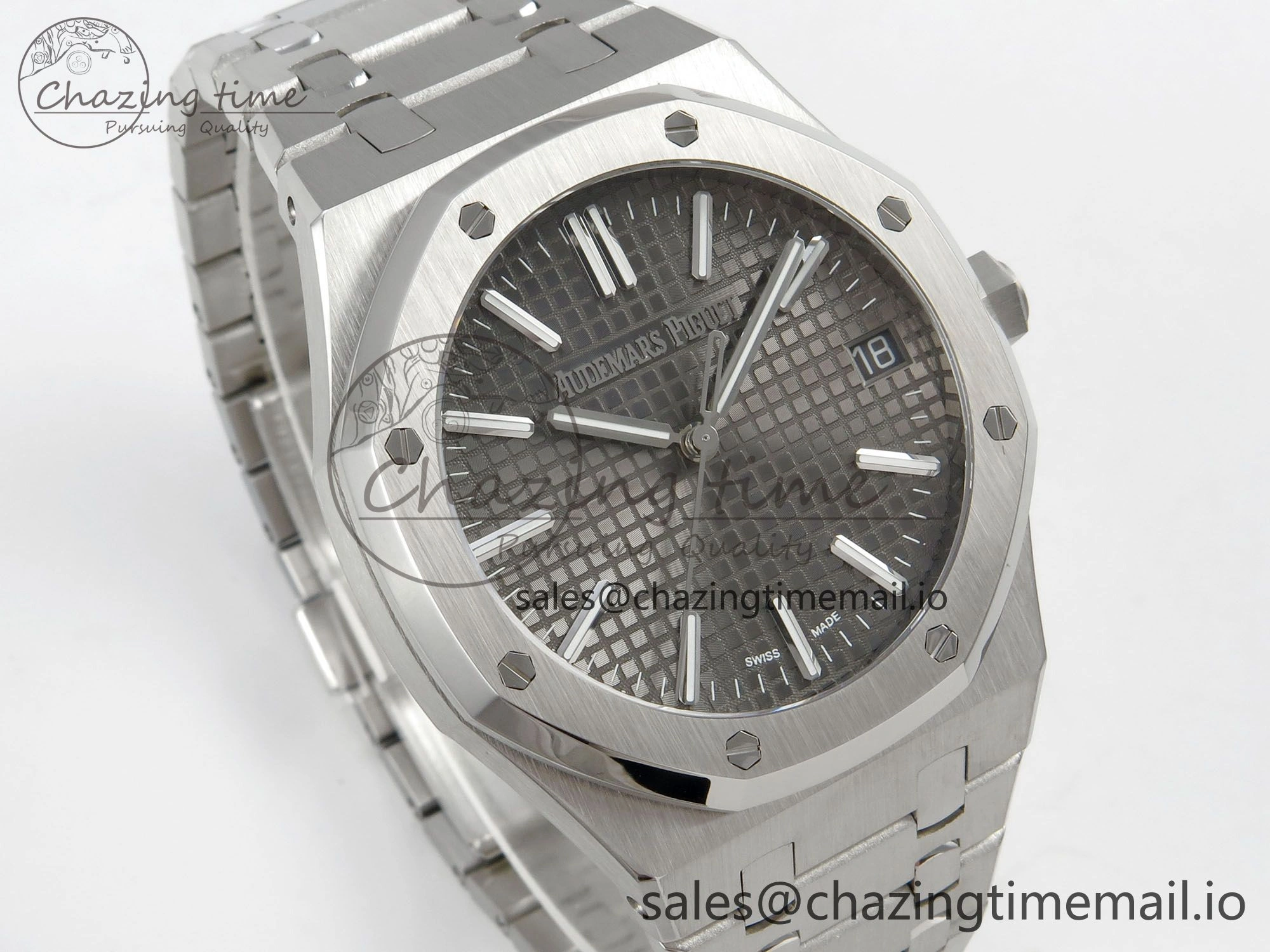 Royal Oak 41mm 15510 SS RSF 1:1 Best Edition Gray Dial on SS Bracelet SA4302 Super Clone Casual 4221
