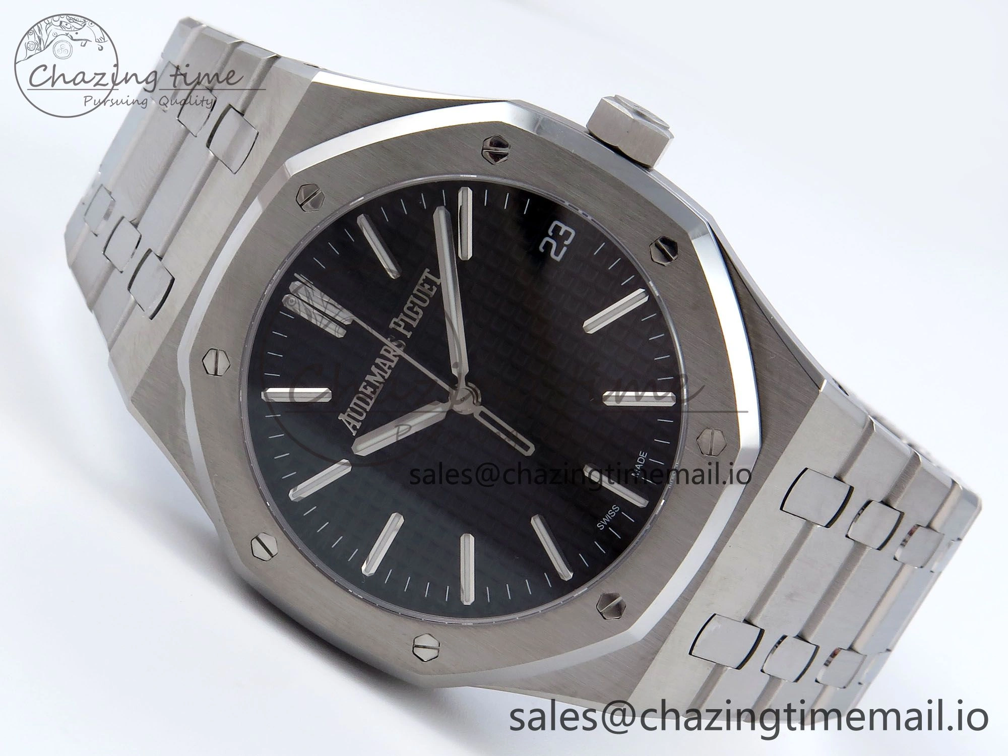 Royal Oak 41mm 15510 SS TKF 1:1 Best Edition Black Dial on SS Bracelet SA4302 Super Clone Vibrant 4313