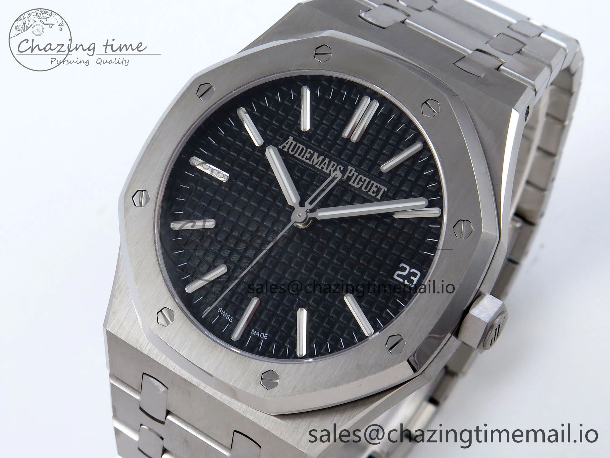 Royal Oak 41mm 15510 SS TKF 1:1 Best Edition Black Dial on SS Bracelet SA4302 Super Clone Vibrant 4313