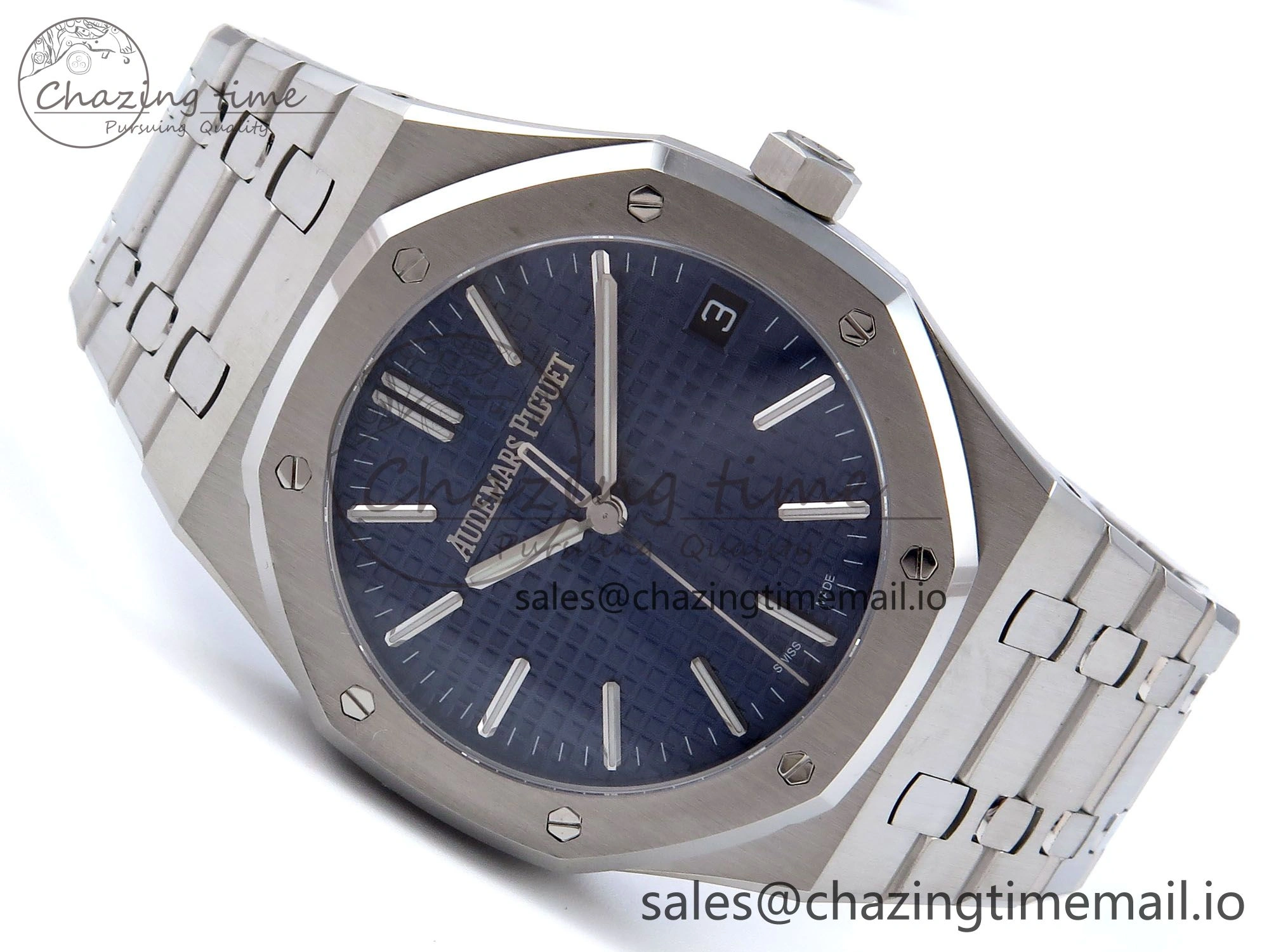 Royal Oak 41mm 15510 SS TKF 1:1 Best Edition Blue Dial on SS Bracelet SA4302 Super Clone Snug 4312