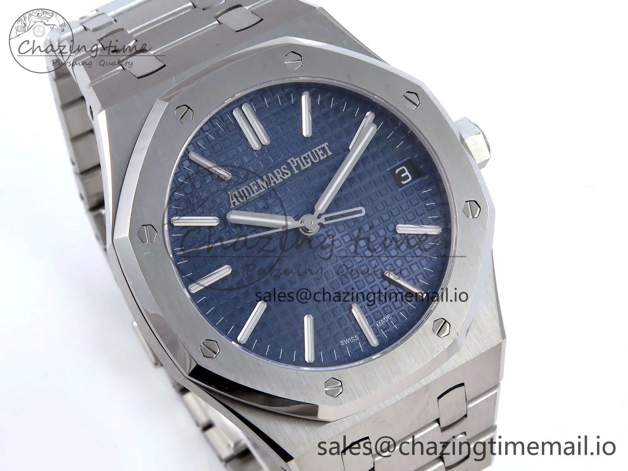 Royal Oak 41mm 15510 SS TKF 1:1 Best Edition Blue Dial on SS Bracelet SA4302 Super Clone Snug 4312