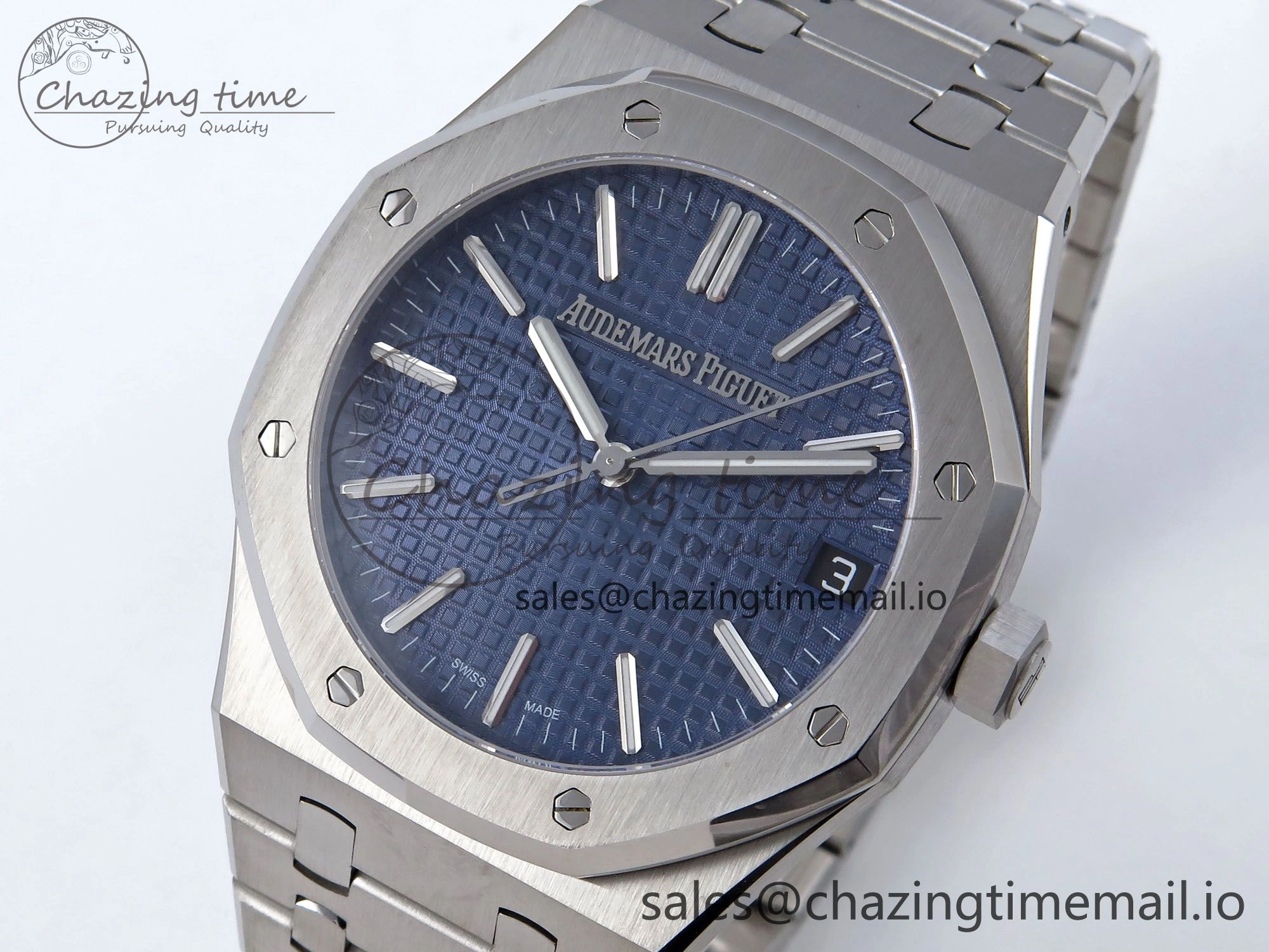 Royal Oak 41mm 15510 SS TKF 1:1 Best Edition Blue Dial on SS Bracelet SA4302 Super Clone Snug 4312