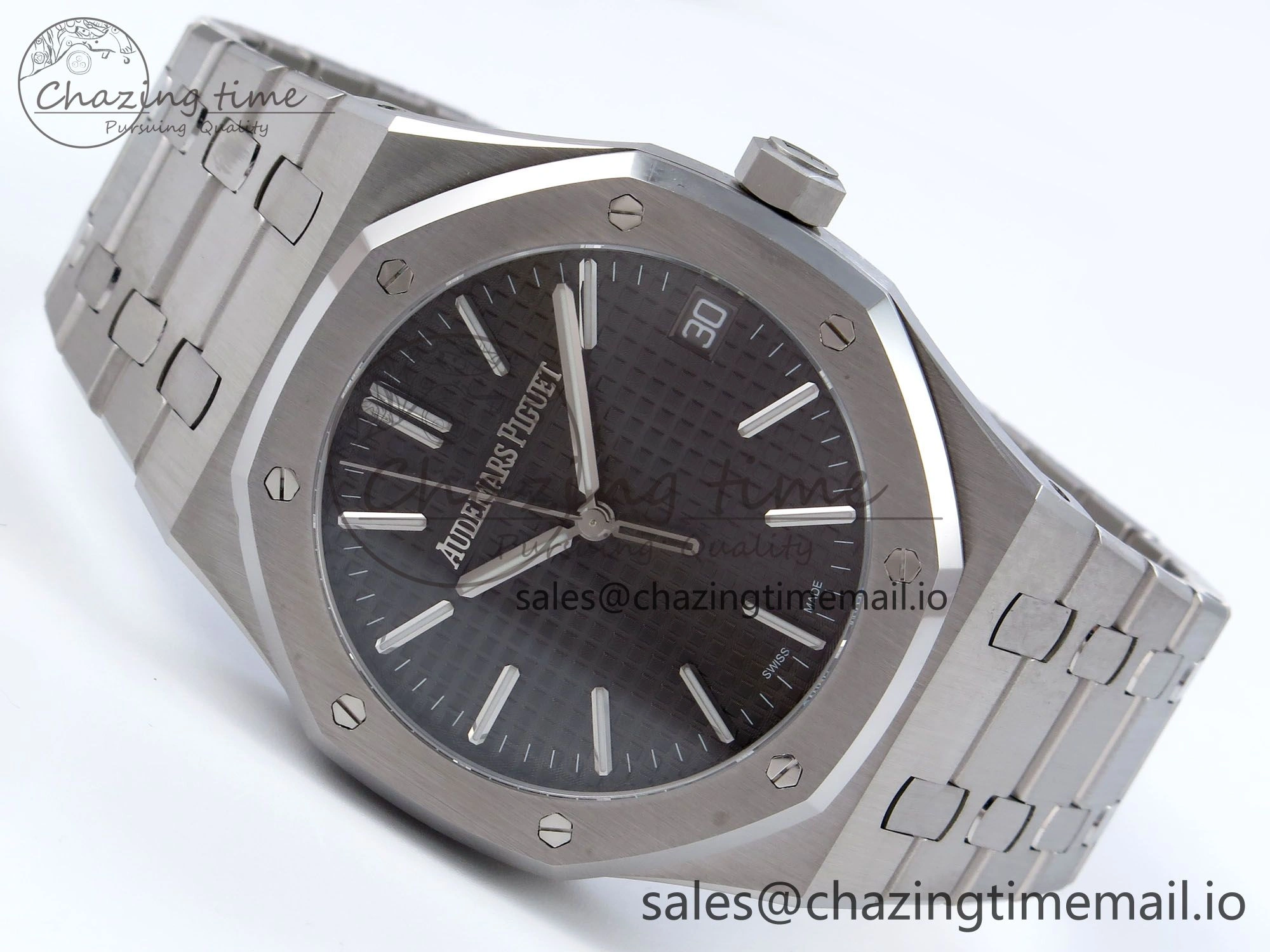 Royal Oak 41mm 15510 SS TKF 1:1 Best Edition Gray Dial on SS Bracelet SA4302 Super Clone FastDry 4316