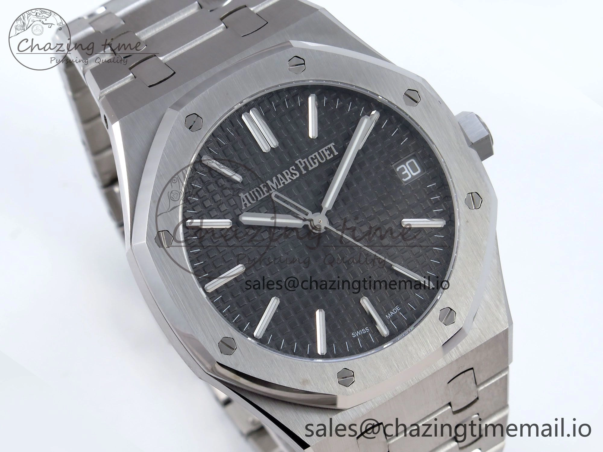 Royal Oak 41mm 15510 SS TKF 1:1 Best Edition Gray Dial on SS Bracelet SA4302 Super Clone FastDry 4316