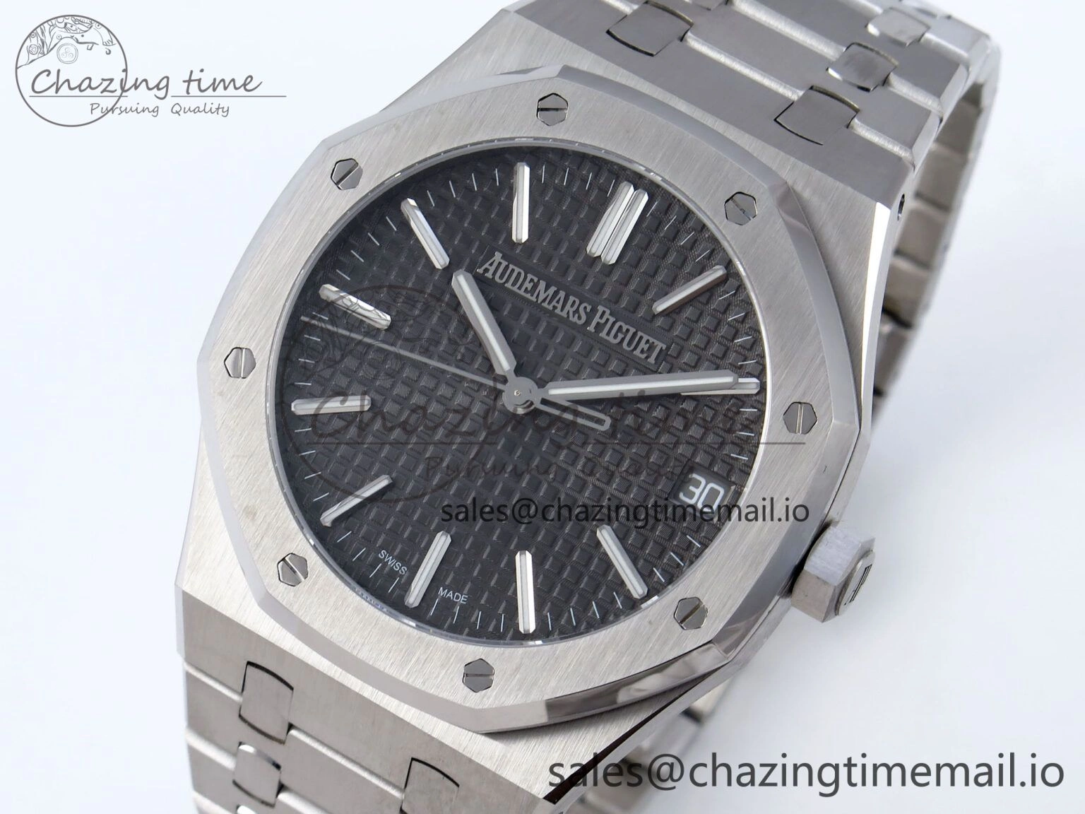 Royal Oak 41mm 15510 SS TKF 1:1 Best Edition Gray Dial on SS Bracelet SA4302 Super Clone FastDry 4316