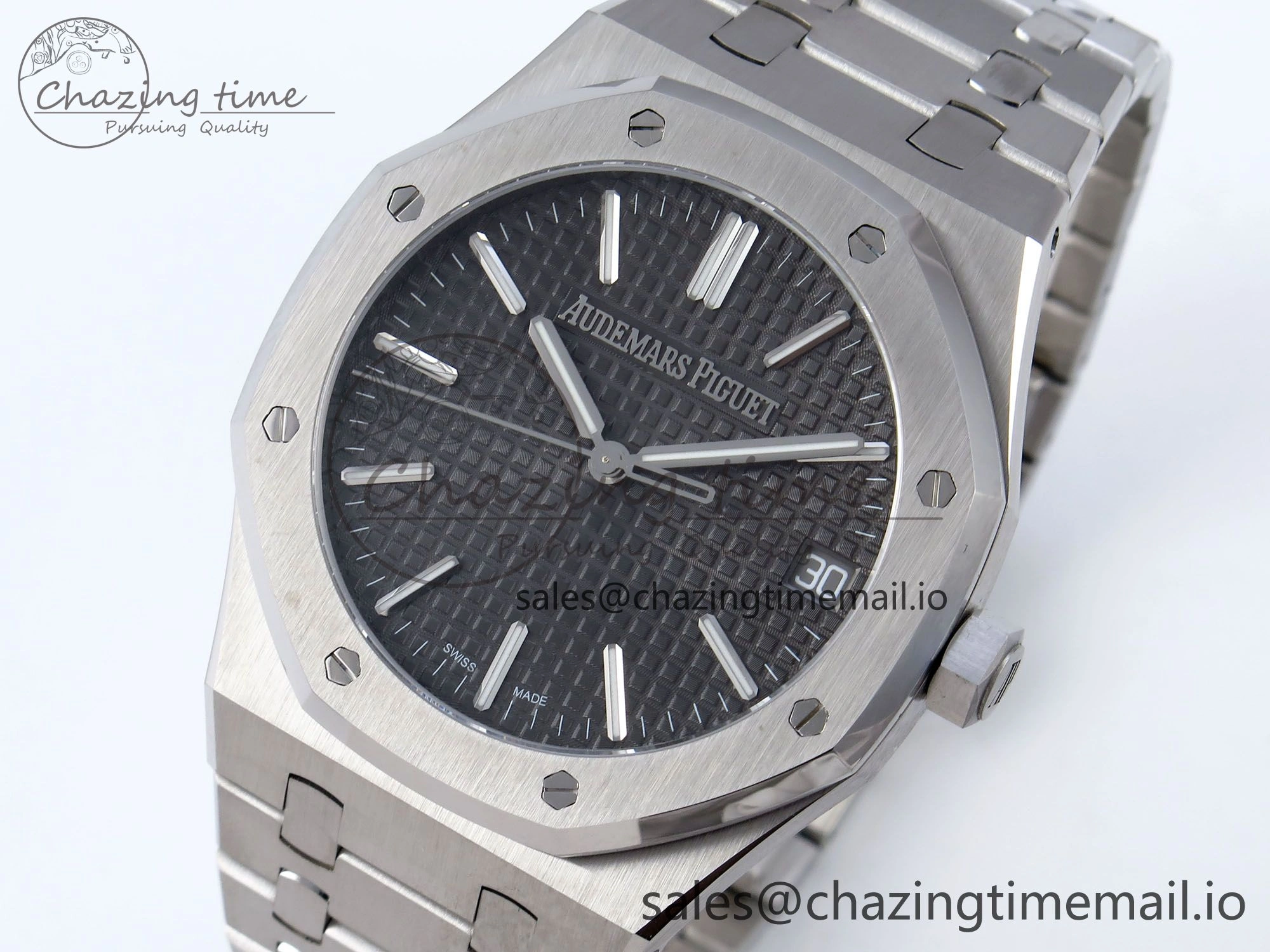 Royal Oak 41mm 15510 SS TKF 1:1 Best Edition Gray Dial on SS Bracelet SA4302 Super Clone FastDry 4316