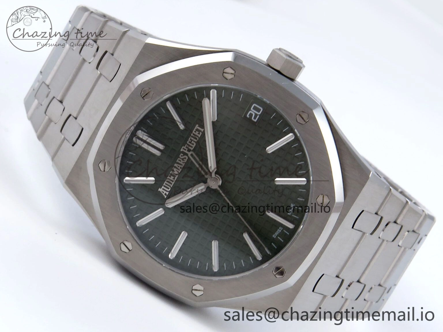 Royal Oak 41mm 15510 SS TKF 1:1 Best Edition Green Dial on SS Bracelet SA4302 Super Clone Attractive 4311