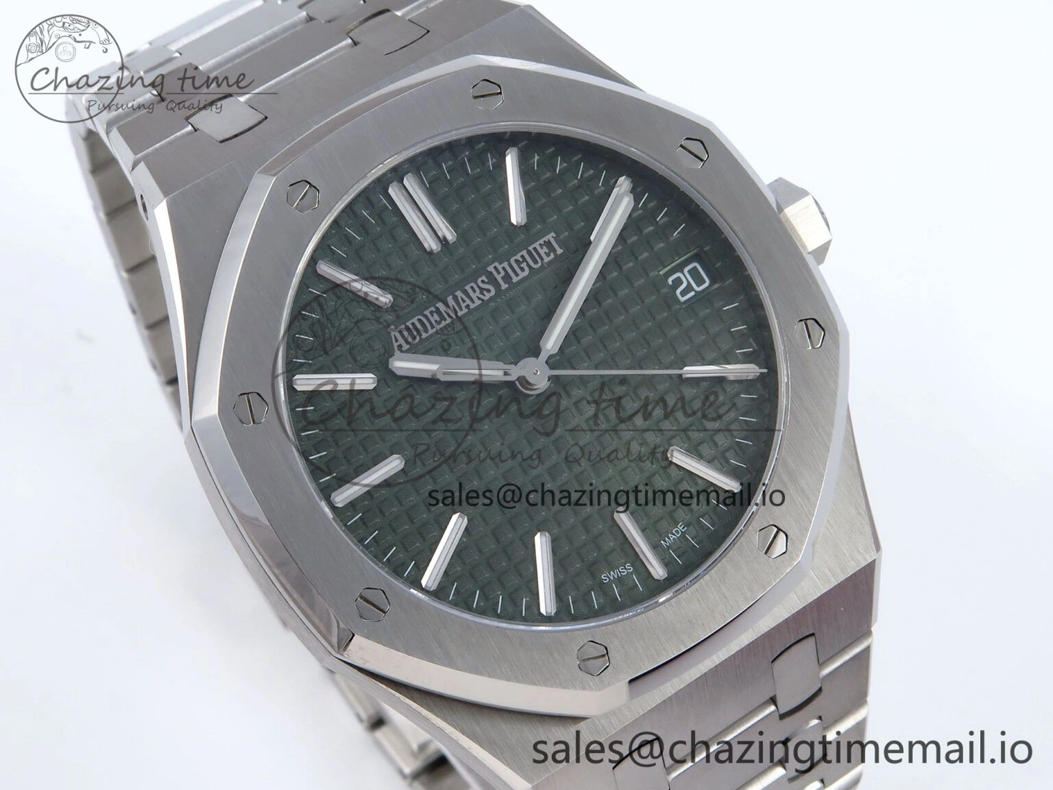 Royal Oak 41mm 15510 SS TKF 1:1 Best Edition Green Dial on SS Bracelet SA4302 Super Clone Attractive 4311