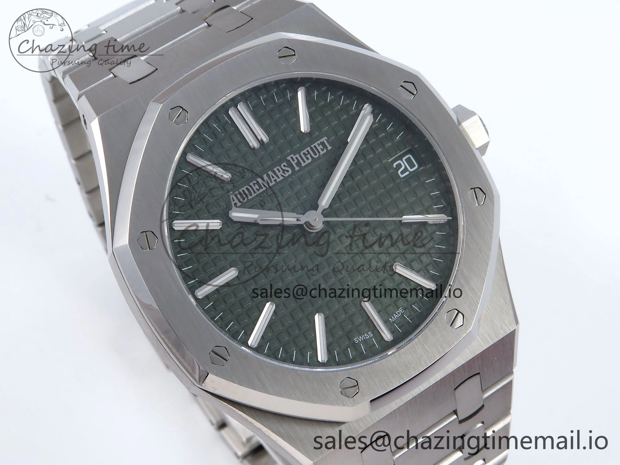 Royal Oak 41mm 15510 SS TKF 1:1 Best Edition Green Dial on SS Bracelet SA4302 Super Clone Attractive 4311