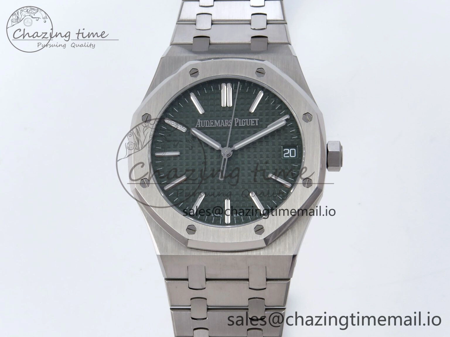 Royal Oak 41mm 15510 SS TKF 1:1 Best Edition Green Dial on SS Bracelet SA4302 Super Clone Attractive 4311