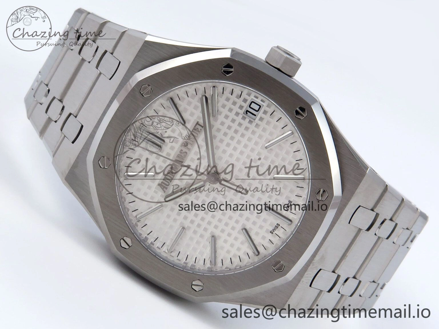 Royal Oak 41mm 15510 SS TKF 1:1 Best Edition White Dial on SS Bracelet SA4302 Super Clone Minimalist 4308
