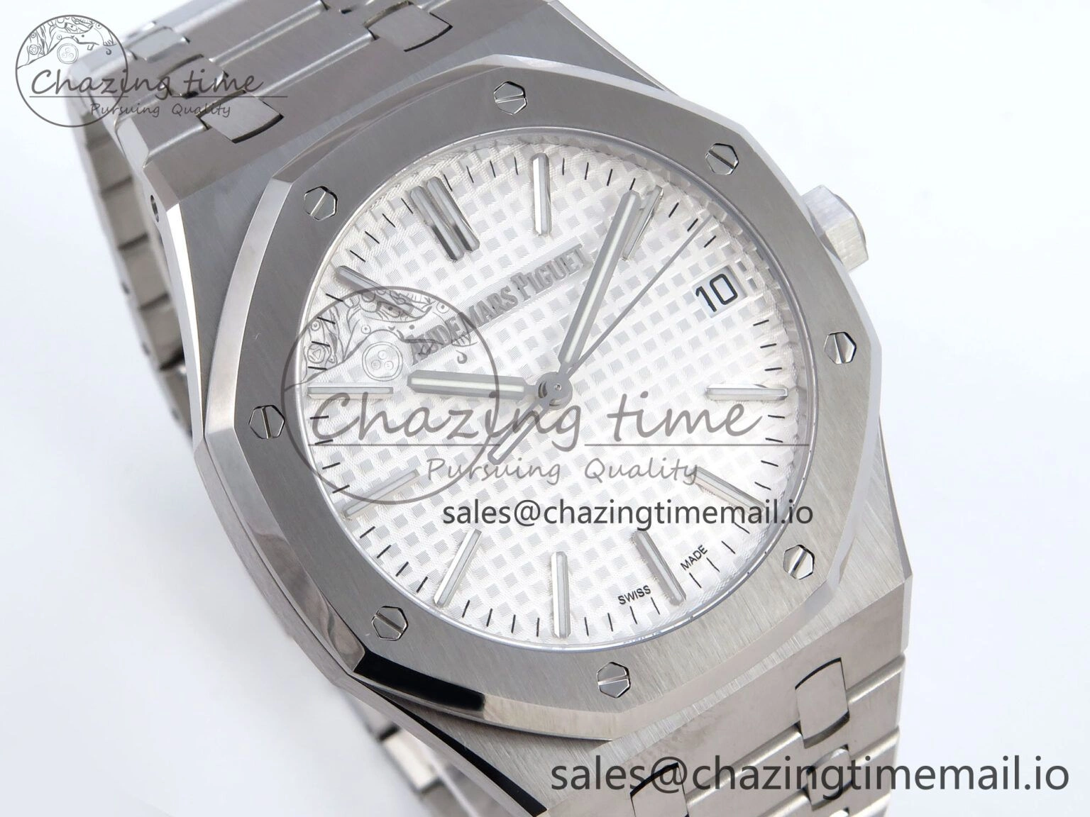 Royal Oak 41mm 15510 SS TKF 1:1 Best Edition White Dial on SS Bracelet SA4302 Super Clone Minimalist 4308