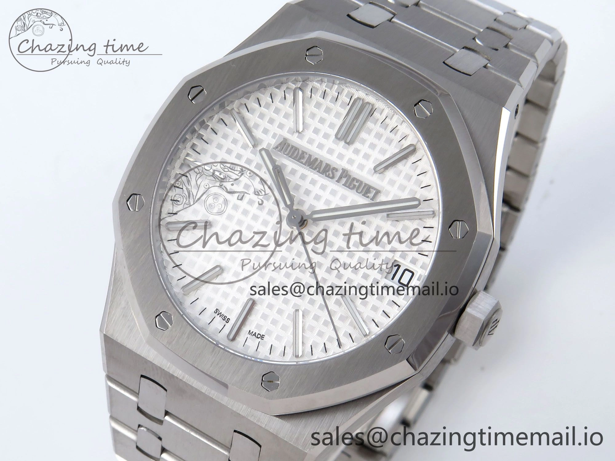 Royal Oak 41mm 15510 SS TKF 1:1 Best Edition White Dial on SS Bracelet SA4302 Super Clone Minimalist 4308