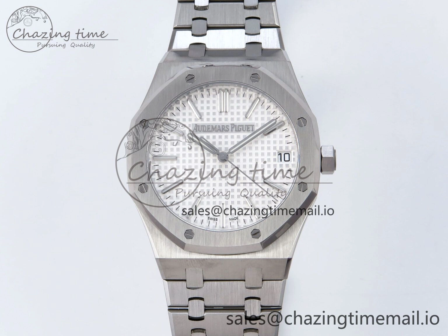Royal Oak 41mm 15510 SS TKF 1:1 Best Edition White Dial on SS Bracelet SA4302 Super Clone Minimalist 4308