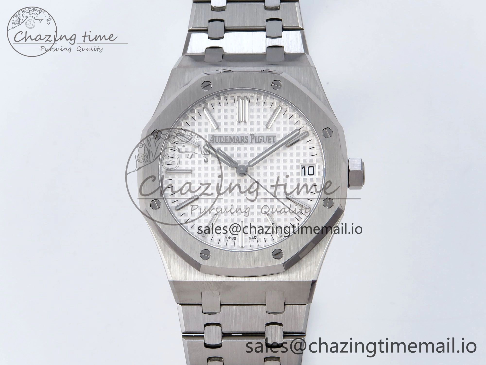 Royal Oak 41mm 15510 SS TKF 1:1 Best Edition White Dial on SS Bracelet SA4302 Super Clone Minimalist 4308
