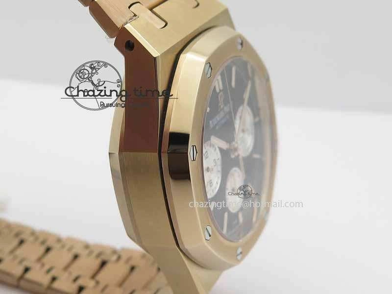 Royal Oak 41mm 26331 Chrono RG Black Textured Dial White Subdial On RG Bracelet A Unisex 4994