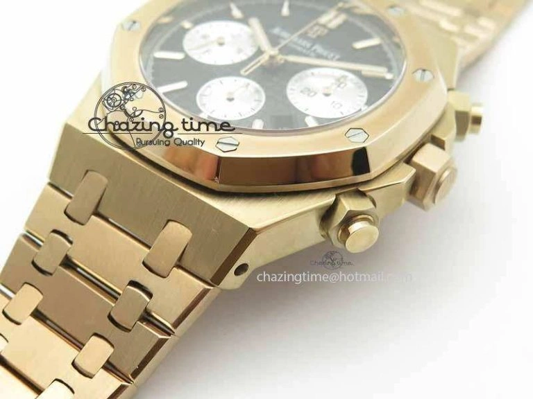 Royal Oak 41mm 26331 Chrono RG Black Textured Dial White Subdial On RG Bracelet A Unisex 4994