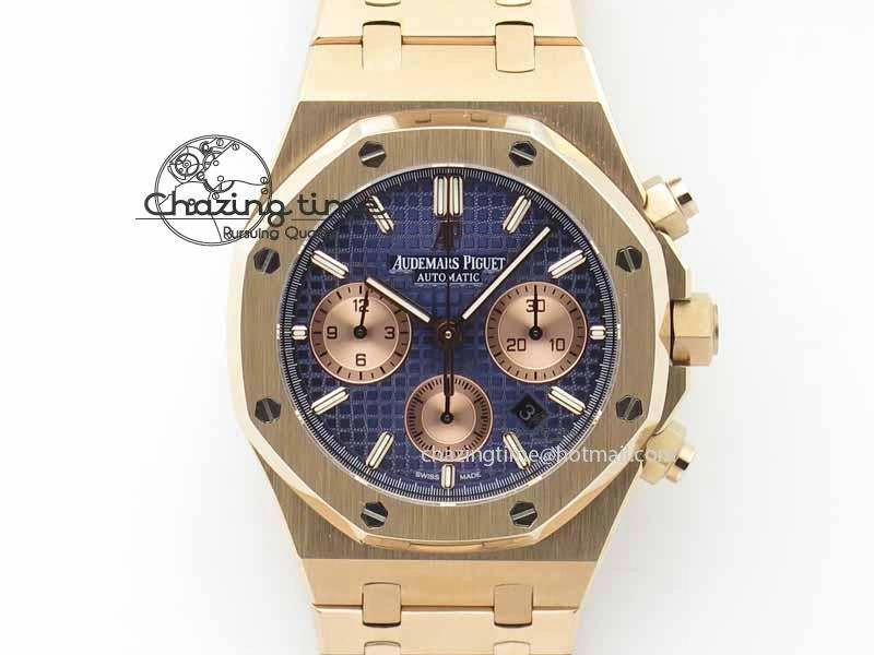 Royal Oak 41mm 26331 Chrono RG Blue Textured Dial Gold Subdial On RG Bracelet A GoAnywhere 4996