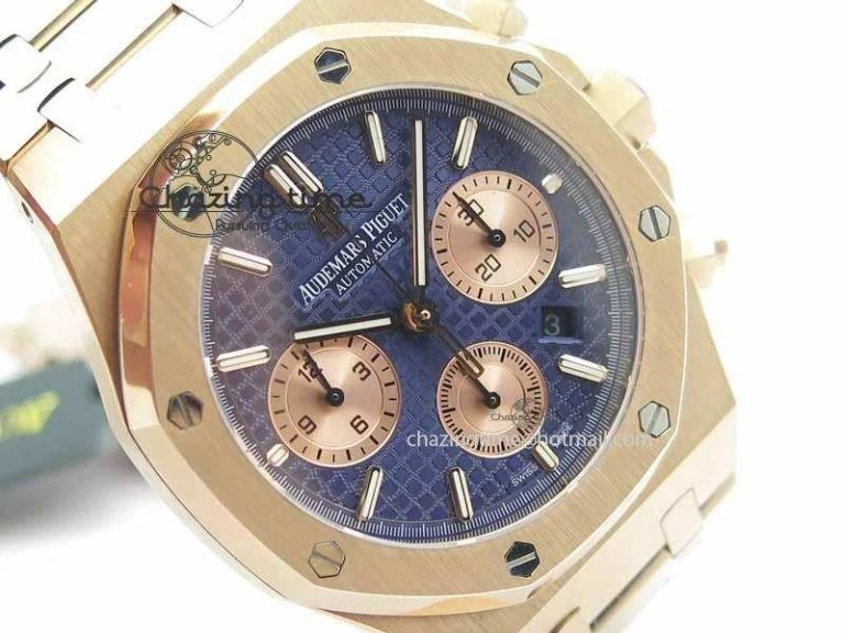 Royal Oak 41mm 26331 Chrono RG Blue Textured Dial Gold Subdial On RG Bracelet A GoAnywhere 4996