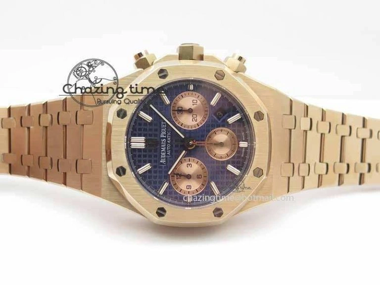 Royal Oak 41mm 26331 Chrono RG Blue Textured Dial Gold Subdial On RG Bracelet A GoAnywhere 4996