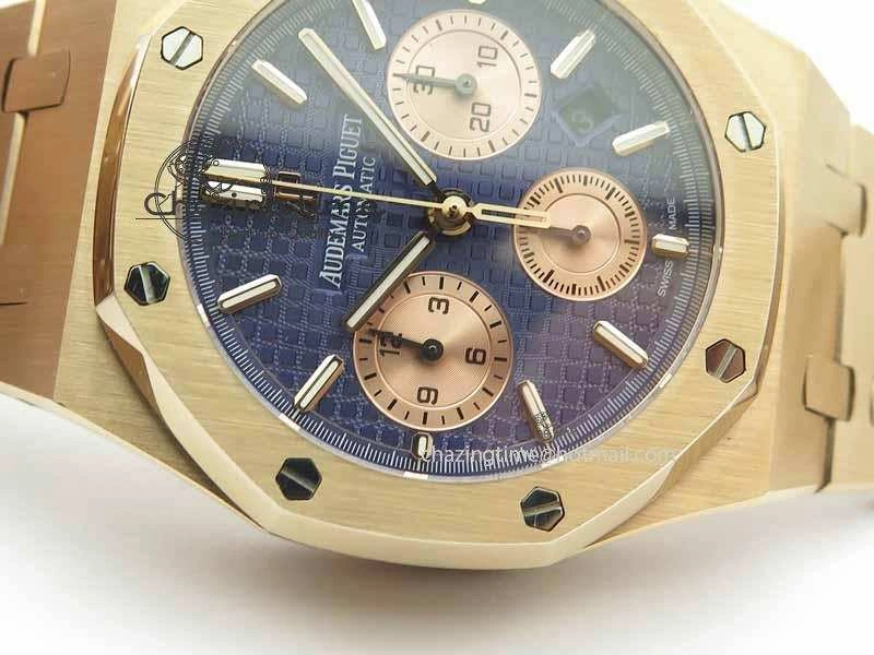 Royal Oak 41mm 26331 Chrono RG Blue Textured Dial Gold Subdial On RG Bracelet A GoAnywhere 4996