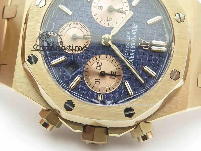 Royal Oak 41mm 26331 Chrono RG Blue Textured Dial Gold Subdial On RG Bracelet A GoAnywhere 4996
