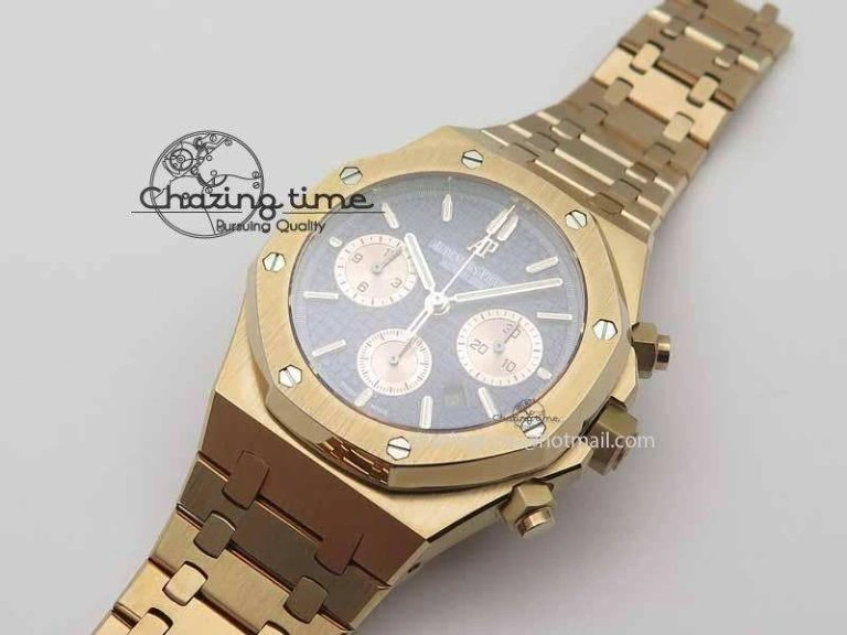 Royal Oak 41mm 26331 Chrono RG Blue Textured Dial Gold Subdial On RG Bracelet A GoAnywhere 4996