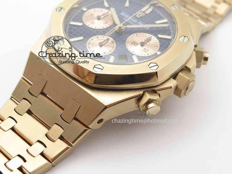Royal Oak 41mm 26331 Chrono RG Blue Textured Dial Gold Subdial On RG Bracelet A GoAnywhere 4996