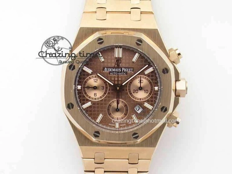 Comfortable Royal Oak 41mm 26331 Chrono RG Brown Textured Dial Gold Subdial On RG Bracelet A 4998