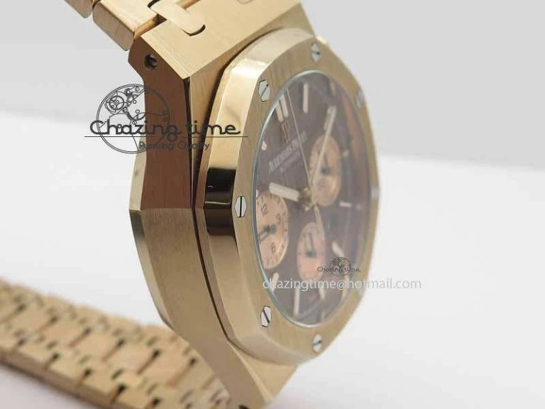 Comfortable Royal Oak 41mm 26331 Chrono RG Brown Textured Dial Gold Subdial On RG Bracelet A 4998