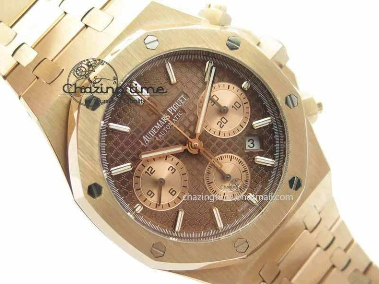 Comfortable Royal Oak 41mm 26331 Chrono RG Brown Textured Dial Gold Subdial On RG Bracelet A 4998