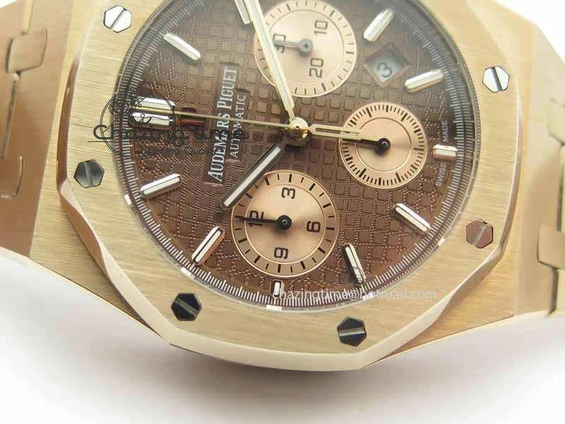 Comfortable Royal Oak 41mm 26331 Chrono RG Brown Textured Dial Gold Subdial On RG Bracelet A 4998